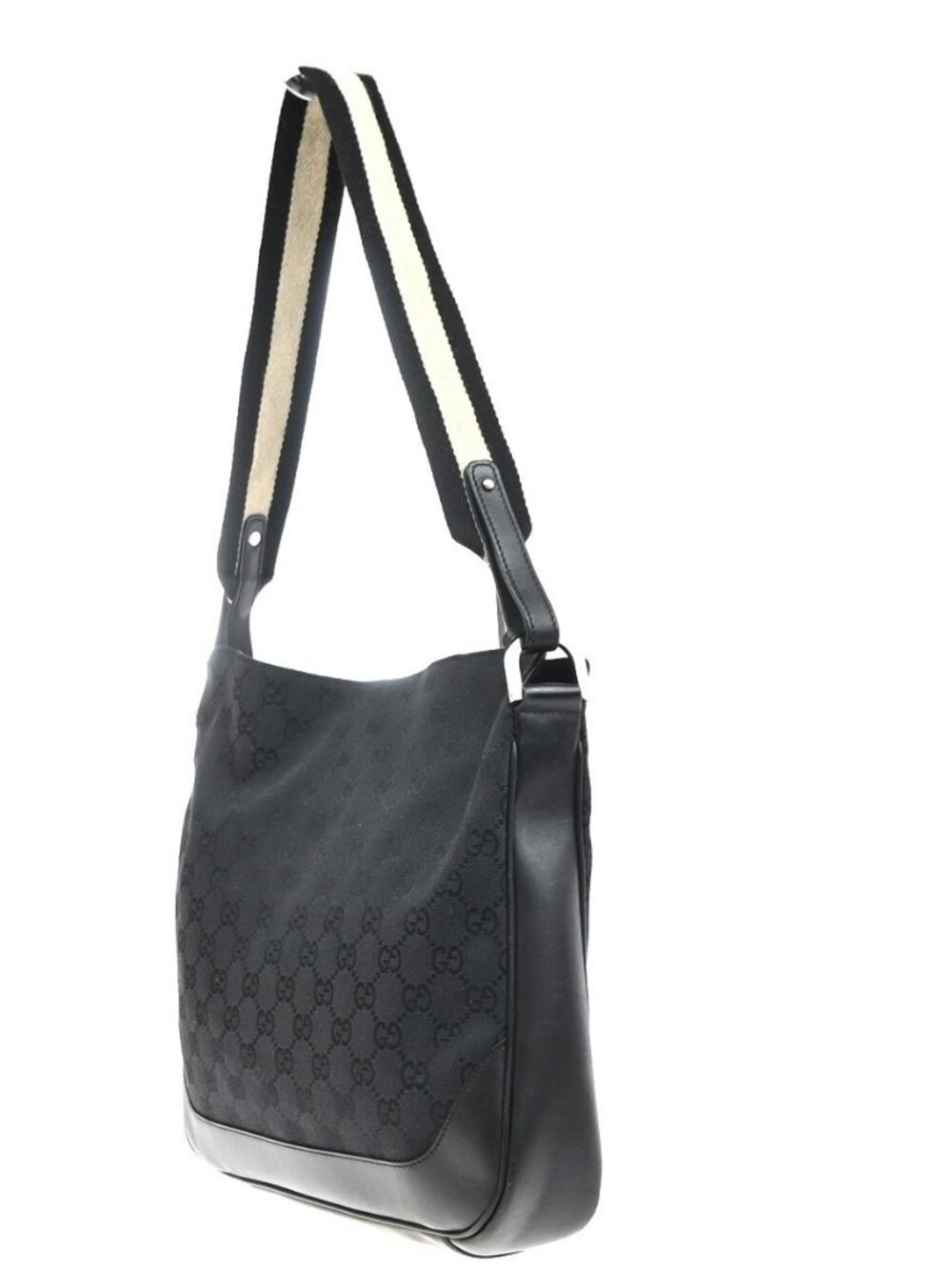 GUCCI GG Pattern Sherry Line Shoulder Bag Canvas Leather Black SHW Italy 32KC939 - Picture 2 of 15